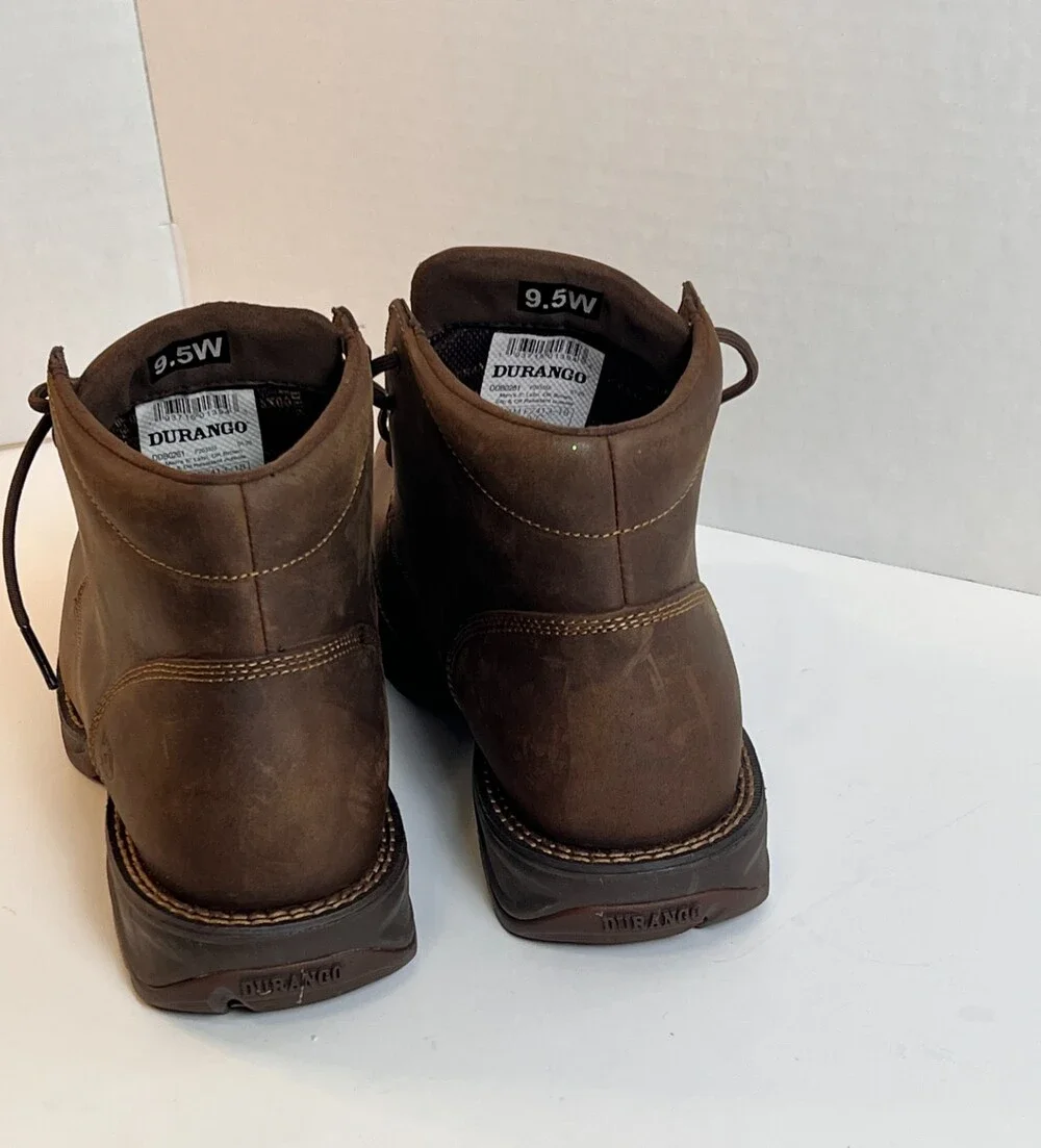 Durango Red Dirt Rebel Mens Boots Size 9.5 Brown Leather Steel Toe Chukka
